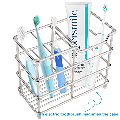 Product Cover I&HE Premium Bathroom Toothbrush Holder 5 Slots Stainless Steel Bathroom Toothbrush Organizer - Multi-Function StandStorage Rack for Electric Toothbrush, Toothbrush, Toothpaste, Vanity,Countertops