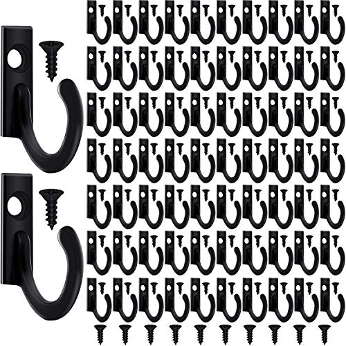Product Cover Zhehao 100 Pieces Wall Mounted Single Hook Robe Hooks and 110 Pieces Screws for Hanging Key Hooks Jewelry