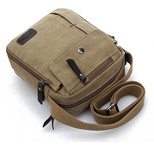 Product Cover Aeoss Men and Women Leisure Small Messenger Bag Canvas Shoulder Bag Outdoor Multi-Purpose Travel Bag (Khaki)