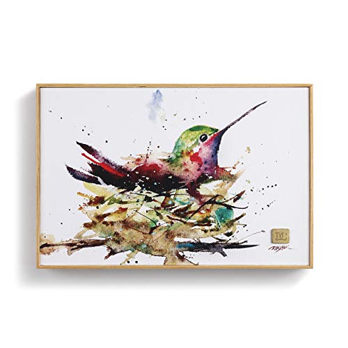 Product Cover DEMDACO Dean Crouser Hummingbird in Nest Watercolor 12 x 8 Wood and Canvas Decorative Wall Art Plaque