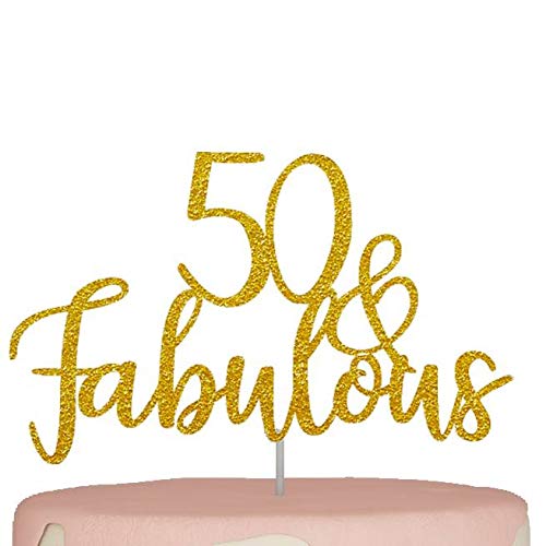 Product Cover 50th Birthday Cake Topper | Fifty 50 and Fabulous | Gold