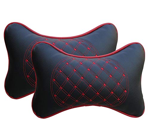 Product Cover Hard Eight Black & Red Colour Diamond Car Neck Rest Cushion(Set of 2) for All Cars (Universal)