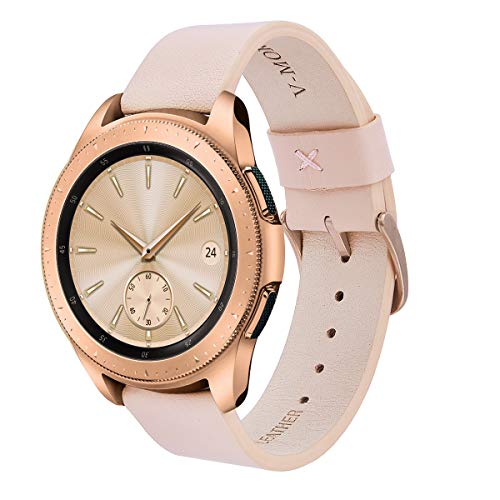 Product Cover V-MORO Leather Strap Compatible with Galaxy Watch 42mm Band/Galaxy Watch Active 40mm Bands with Rose Gold Stainless Steel Buckle for Samsung Galaxy Watch Active 40mm R500/Galaxy Watch 42mm R810 Pink