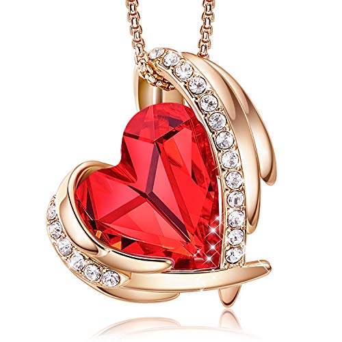 Product Cover CDE Necklace for Women Red Angel 18K Rose Gold Plated Pendant Necklace Embellished with Crystals from Swarovski Necklace Heart Jewelry Fashion for Women, Gift for Christmas