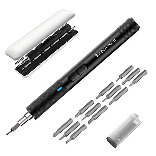 Product Cover ScopeAround Portable Electric Screwdriver - Cordless Power Screwdriver Rechargeable, Lithium Precision Screwdriver, USB Charging with 21 Precision Bits and 3 LED Light, Repair Tools