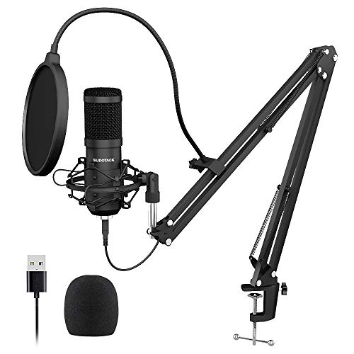 Product Cover USB Streaming Podcast PC Microphone, SUDOTACK professional 192KHZ/24Bit Studio Cardioid Condenser Mic Kit with sound card Boom Arm Shock Mount Pop Filter, for Skype YouTuber Karaoke Gaming Recording