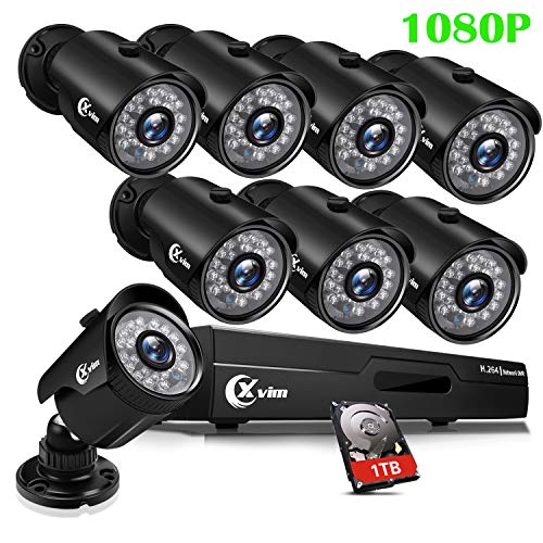 Product Cover XVIM 8CH 1080P Security Camera System Outdoor with 1TB Hard Drive Pre-Install CCTV Recorder 8pcs HD 1920TVL Upgrade Outdoor Home Surveillance Cameras with Night Vision Easy Remote Access Motion Alert