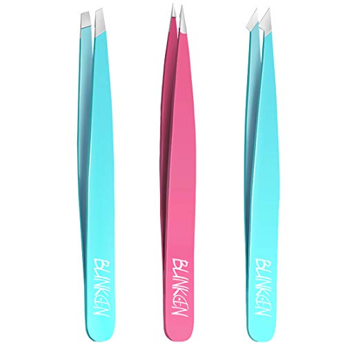 Product Cover Tweezers Set, Professional Stainless Steel Tweezers, Great Precision for Eyebrow Hair, Facial Hair, Ingrown Hair Remover, (MultiCo (Pack of 3)