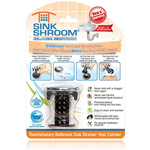 Product Cover SinkShroom Chrome Edition Revolutionary Bathroom Sink Drain Protector Hair Catcher, Strainer, Snare, Black