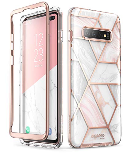 Product Cover i-Blason Cosmo Series Case for Samsung Galaxy S10+ Plus, Stylish Glitter Protective Bumper Case Without Built-in Screen Protector (Marble)
