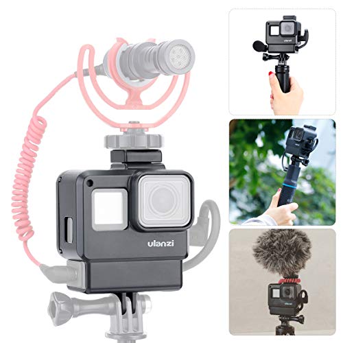 Product Cover ULANZI V2 Multifunctional Vlogging Case w Cold Shoe Mount for Microphone LED Video Light,Wire Connectable Frame Housing Shell Mount Cage for Gopro Hero 7 6 5 Action Camera Video Vlog Creator Setup