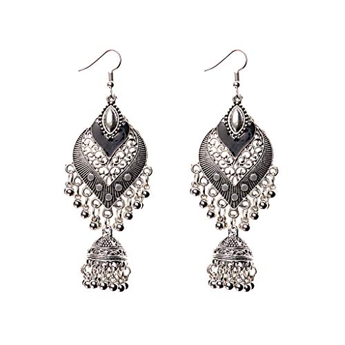 Product Cover Qingchin 1 Pair Alloy Bohemia Indian Styles Earrings Cage Shape Bells Ear Rings Jewelry Gift(Black)