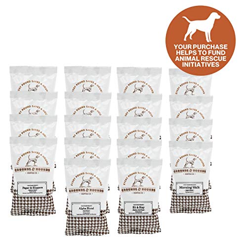 Product Cover Grounds & Hounds Sample Packs - Ground Coffee - 100% Fair Trade Organic Ground Coffee Variety Frac Pack - Includes Eighteen - 2.5 oz. bags of our most popular Ground Coffee Blends (Coffee Variety)