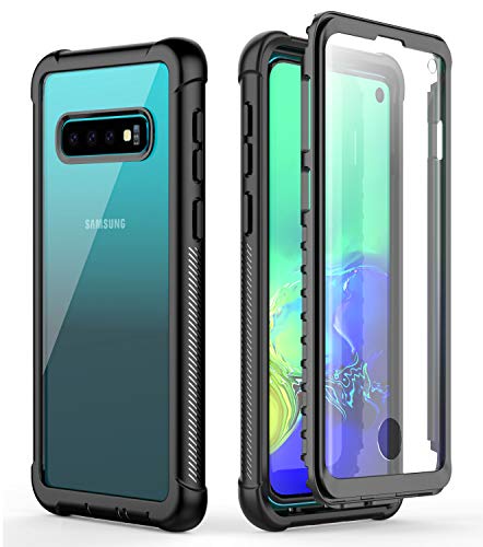 Product Cover Snowfox Samsung Galaxy S10 Case, Heavy Duty Protection with Built-in Screen Protector Shockproof Case for Samsung Galaxy S10 6.1 inch - Black/Clear