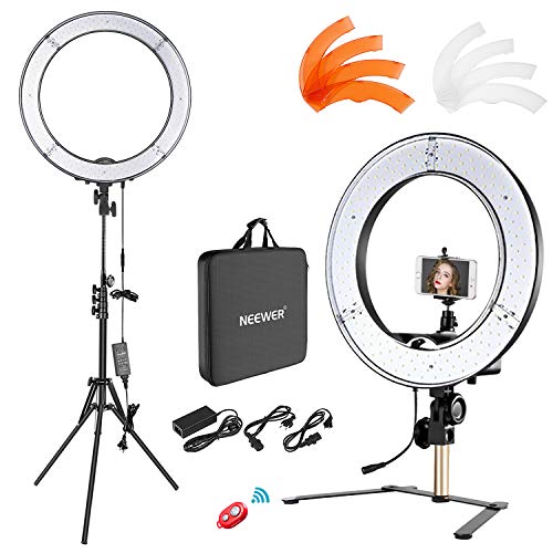 Product Cover Neewer Desktop and Floor Ring Light Lighting Kit: 18 inches 55W 5500K Dimmable LED Ring Light with Floor Light Stand, Soft Tube, Tabletop Support Stand for Camera, Smartphone Video Make-up Shooting