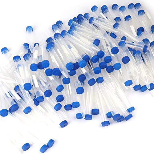Product Cover Bekith 200pc Plastic Centrifuge Tubes, 15ml, Conical Bottom, Graduated Marks, Blue Screw Cap, No-Leak