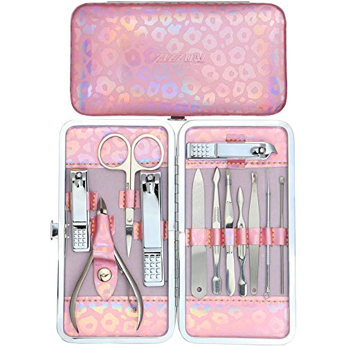 Product Cover ZIZZON Nail Clippers Kit Manicure Pedicure set with Holographic Case(Pink)