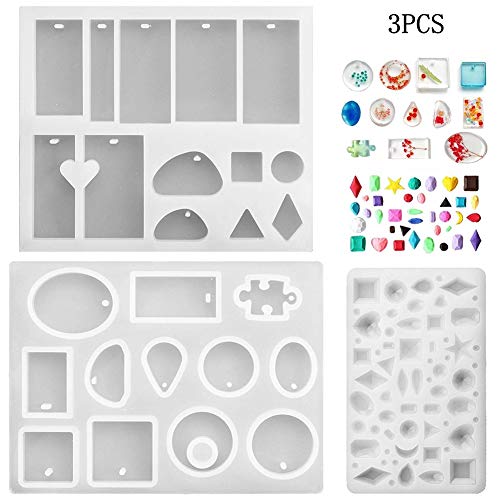 Product Cover Phoneix 3 Pieces Jewelry Making Molds Assorted Silicone Resin Mould with Hanging Hole for Making Pendant, Cabochon, Polymer Clay DIY Craft Mold