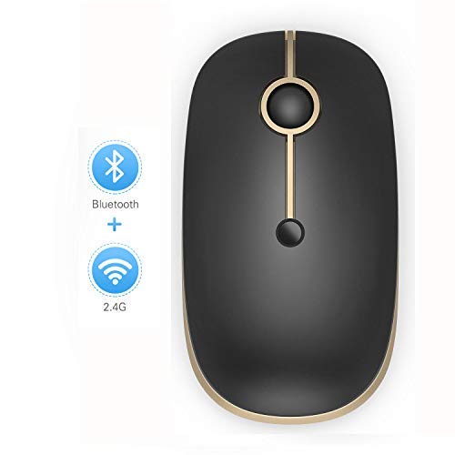 Product Cover Bluetooth Mouse, Jelly Comb MS003 Slim Dual Mode(Bluetooth 4.0 + USB) 2.4GHz Wireless Bluetooth Mouse for Laptop, iPad, MacBook, PC- For Windows 8.0/ MacOS 10.10/ iPad OS 13/ Android 4.3 or Above
