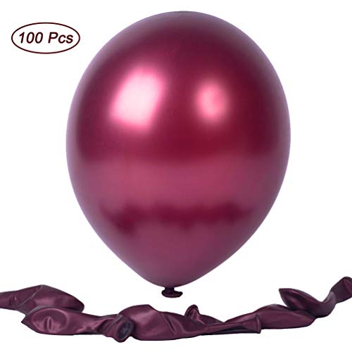 Product Cover 12 Inches Pearl Burgundy Premium Latex Balloons Party Balloons 100 Pcs Great for Kids Adult Birthdays Weddings Receptions Baby Showers Decorations (Burgundy)