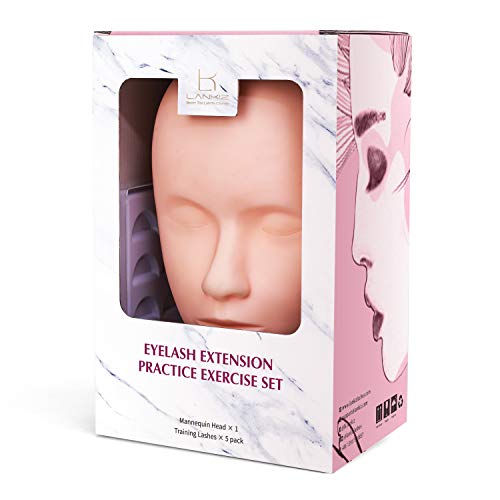 Product Cover LANKIZ Eyelash Mannequin Head with 25 Pairs Practice Lashes,Lash Kit with Makeup Mannequin Head for Practice