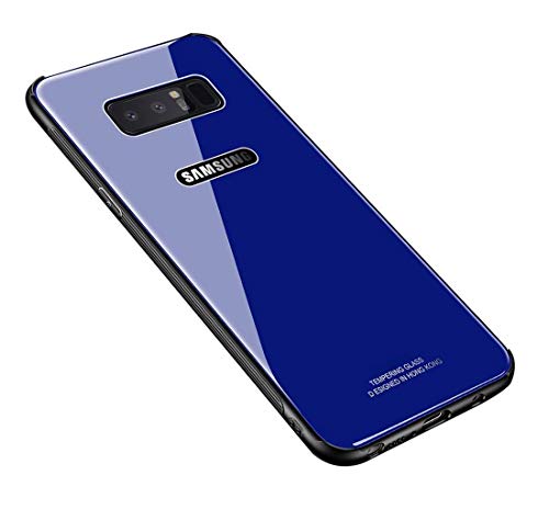 Product Cover Luhuanx Samsung Galaxy Note 8 Case, Note 8 Glass Case,Tempered Glass Back Cover + TPU Frame Hybrid Shell Slim Case Note 8,Galaxy Note 8 Case, Anti-Scratch Anti-Drop (Glass Blue New)