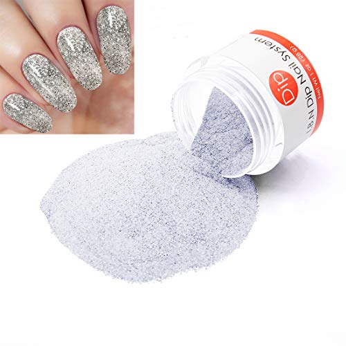 Product Cover Silver Glitter Dipping Powder (Added Vitamin) I.B.N Nail Dip Powder for Nail Salon Home Use, 1 Ounce, No Need Nail Dryer Lamp Cured (DIP 058)