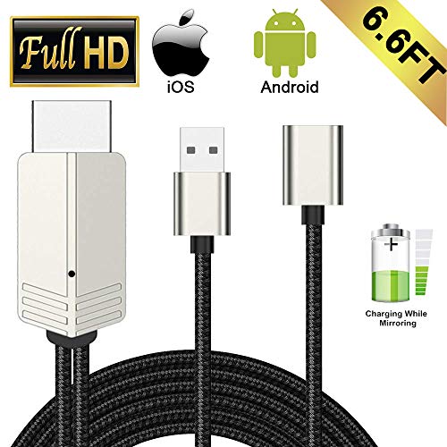 Product Cover Compatible with iPhone iPad Android Phones MHL to HDMI Cable, WEILIANTE 6.6ft 1080P HD USB Type C/Micro USB to HDMI Cable for iPhone XS/X/XR/8/7/6 Plus iPad Samsung Pixel LG Sony Moto to TV/Monitor