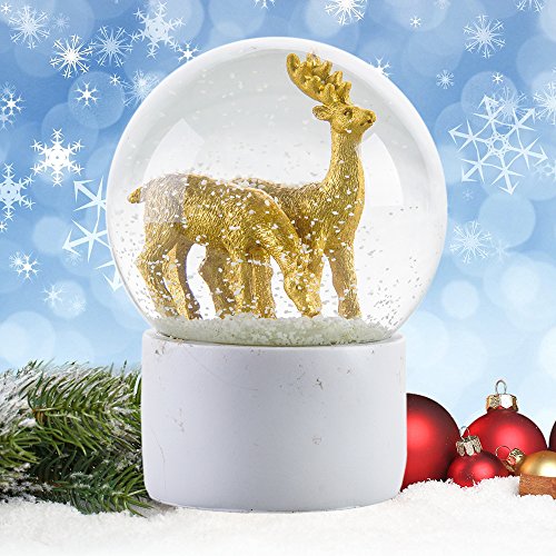 Product Cover APELPES Snow Globe Crafts- Sculptured Resin Water Ball - Christmas Valentine's Day Birthday Holiday New Year's Gift (Diameter 100mm, Deer)