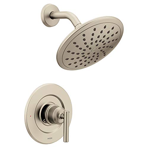 Product Cover Moen T3002EPBN Gibson Posi-Temp Pressure Balancing Modern Shower Only Trim with 8-Inch Rainshower, Valve Required, Brushed Nickel