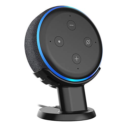 Product Cover Echo Dot 3rd Gen Pedestal Mount Holder Stand for Echo Dot 3rd Gen, A Cleaner Tidier Appearance Solution Stand and Improves Sound Visibility and Appearance for Dot 3rd Gen-Black