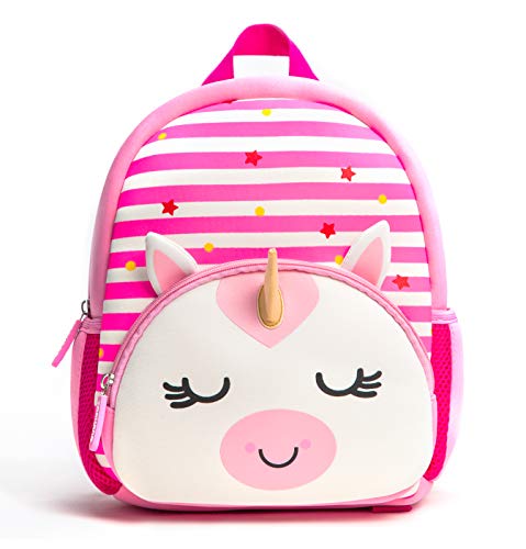 Product Cover Toddler Backpack, Waterproof Preschool Backpack, 3D Cute Cartoon Neoprene Animal Schoolbag for Kids, Lunch Box Carry Bag for 1-6 Years Boys Girls, Unicorn