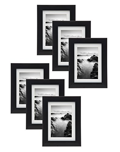 Product Cover Philip Whitney 5x7 Picture Frame Set - Display Photos 4x6 with Mat Or 5x7 Without Mat - Set of 6