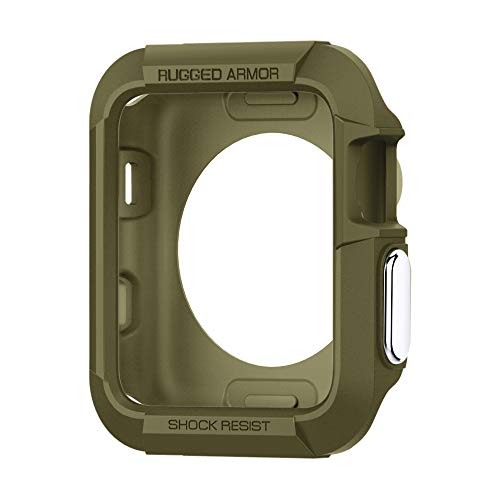 Product Cover Spigen Rugged Armor Designed for Apple Watch Case for 38mm Series 3/Series 2/1/Original (2015) - Olive Green