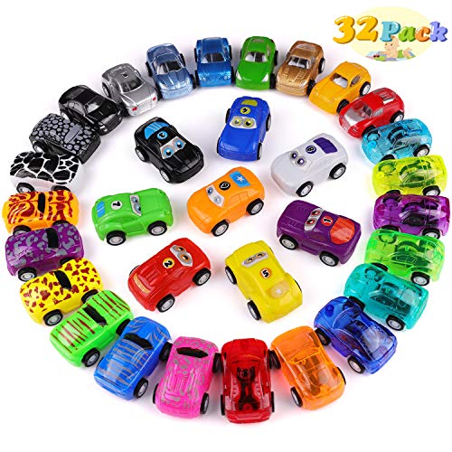 Product Cover Phaxcoo Pull Back Cars, 32 Pack Pull Back Racing Vehicles Mini Car Toys for Kids
