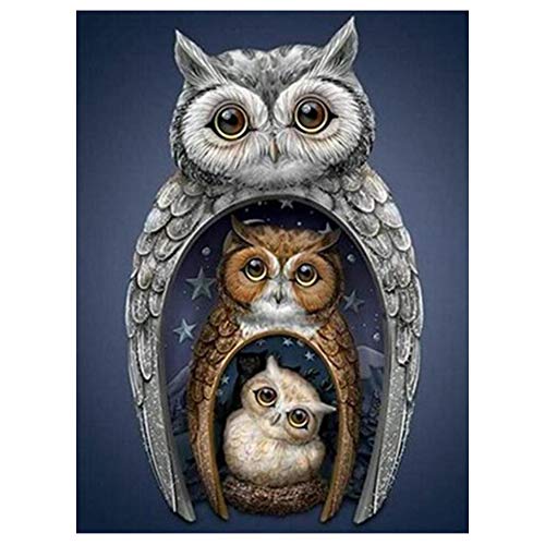 Product Cover DIY 5D Diamond Painting Kit for Adult Kids, Full Drill Owl Embroidery Painting for Home Wall Decor Painting Arts Craft 18x14 inches