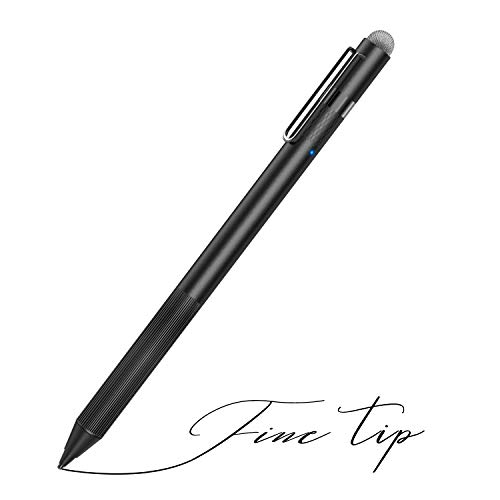 Product Cover MEKO 1.6mm Fine Tip Active Digital Stylus Pen with Universal Fiber Tip 2-in-1 for Drawing and Handwriting Compatible with Apple Pen iPad iPhone and Andriod Touchscreen Cellphones, Tablets-Black