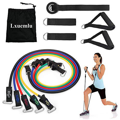 Product Cover 【2019 Upgraded】 Resistance Bands Set with Handles, Door Anchor, Ankle Straps and Workout Guide - Lxuemlu Exercise Bands for Men Women Resistance Training, Home Workouts