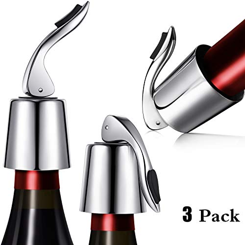 Product Cover Zhanmai Stainless Steel Wine Stoppers Bottle Stoppers Vacuum Bottle Sealer Bottle Plug with Inner Rubber 1.6 x 3.7 inches (Silver)
