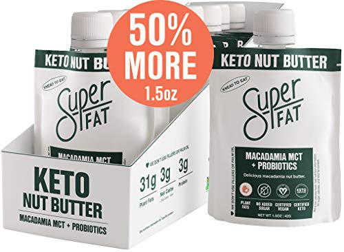 Product Cover SuperFat Nut Butter Keto Snacks - Macadamia & Almond Nut Butter Fat Bomb Paleo Snack Improves Energy, Metabolism & Brain Function, Vegan, Gluten Free 10 x 1.5 oz (Macadamia MCT + Probiotics)