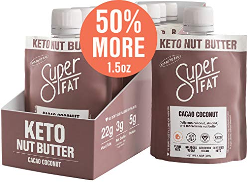Product Cover SuperFat Nut Butter Keto Snacks - Macadamia & Almond Nut Butter Fat Bomb Paleo Snack For Energy, Metabolism & Brain Function, Vegan, Gluten Free, Low Net Carb Box of 10 x 1.5 oz (Cacao Coconut)