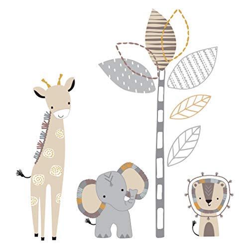Product Cover Lambs & Ivy Jungle Safari Gray/Tan Elephant/Giraffe Nursery Wall Decals/Stickers