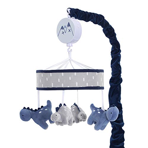 Product Cover Lambs & Ivy Baby Dino Blue/Gray Dinosaur Musical Baby Crib Mobile Soother Toy