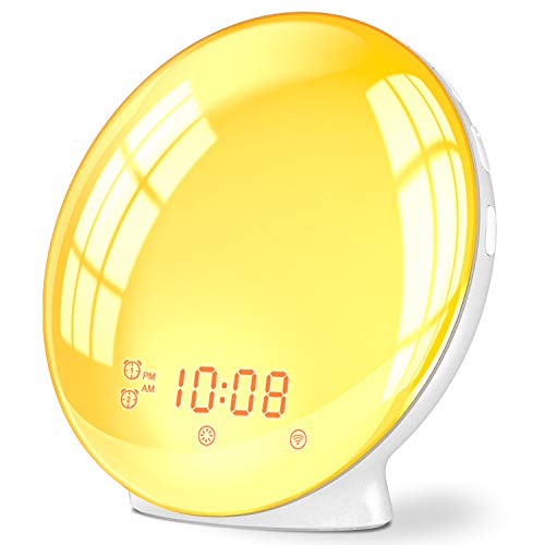 Product Cover Wake Up Light Alarm Clock, Burbupps Kids Night Light Compatible with Alexa & Google Home, 7 Colored Sunrise Simulation and Sunset Fading, Dual Alarm Clock with FM Radio, USB Charge Port