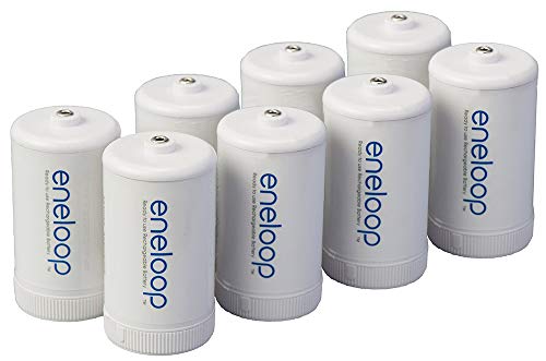 Product Cover Panasonic BQ-BS1E8SA eneloop D Size Battery Adapters for Use with Ni-MH Rechargeable AA Battery Cells, 8 Pack