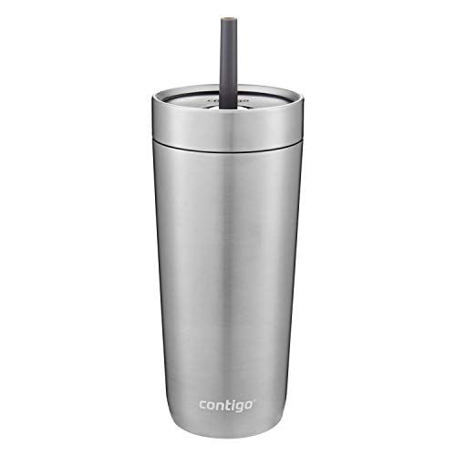 Product Cover Contigo Luxe Stainless Steel Tumbler with Spill-Proof Lid and Straw | Insulated Travel Tumbler with No-Spill Straw, 18 oz, Stainless Steel