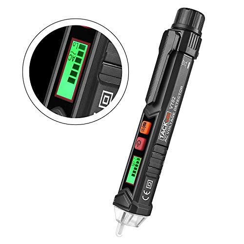 Product Cover Non-Contact Voltage Tester with Adjustable Sensitivity, LCD Display, LED Flashlight, Buzzer Alarm, Dual Range 12V-1000V/48V-1000V & Live/Null Wire Judgment - Tacklife VT02