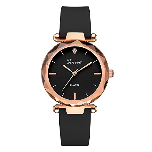 Product Cover Clearance Sale!DEESEE(TM)Fashion Womens Ladies Watches Geneva Silica Band Analog Quartz Wrist Watch (Black)