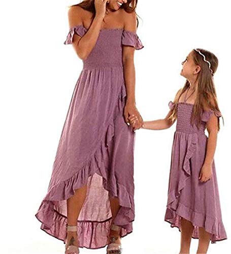 Product Cover Mom Daughter Matching Dresses Off Shoulder Maxi Ruffle Backless Matching Outfit