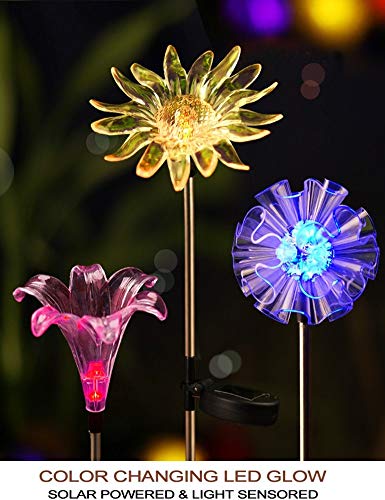 Product Cover Hardoll Solar Lights for Outdoor Home Garden LED Decoration Waterproof Lamp Dandelion, Lily, Sun Flower Stake Lights(Pack of 3)